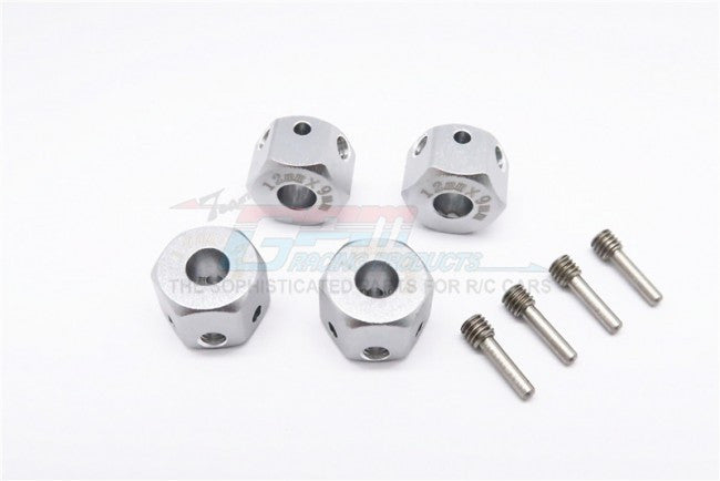 Aluminum Universal Hex Adapter 12mmx9mm - 4Pcs Set Gray Silver