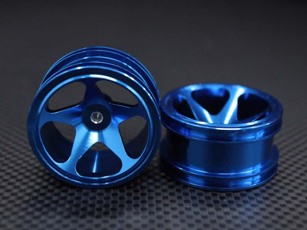 Team Associated RC18T Aluminum Front/Rear Narrow 3D Sinkage Rims (5 Poles) - 1Pr Blue