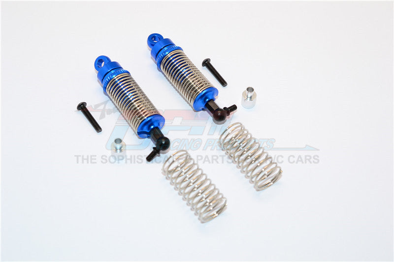 Team Associated RC18T Aluminum Front Adjustable Spring Dampers (47mm) With 1.0mm Springs & 0.9mm Spare Springs & Aluminum Collars & Screws - 1 Pr Set Blue