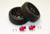 Aluminum 13mm Hex Adapters + Rubber Radial Tires With Plastic Wheels For ARRMA TYPHON / SENTON - 8Pcs Set Red