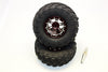 Aluminum 6 Poles Simulation Wheels In Silver Edge With 1.9" Tire & Hex Tool (All Silver Screws) - 1Pr Set Brown