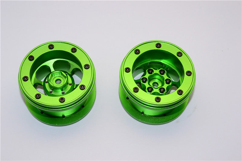 Aluminum 6 Poles Wheels For 2.2'' Tire - 1Pr Green