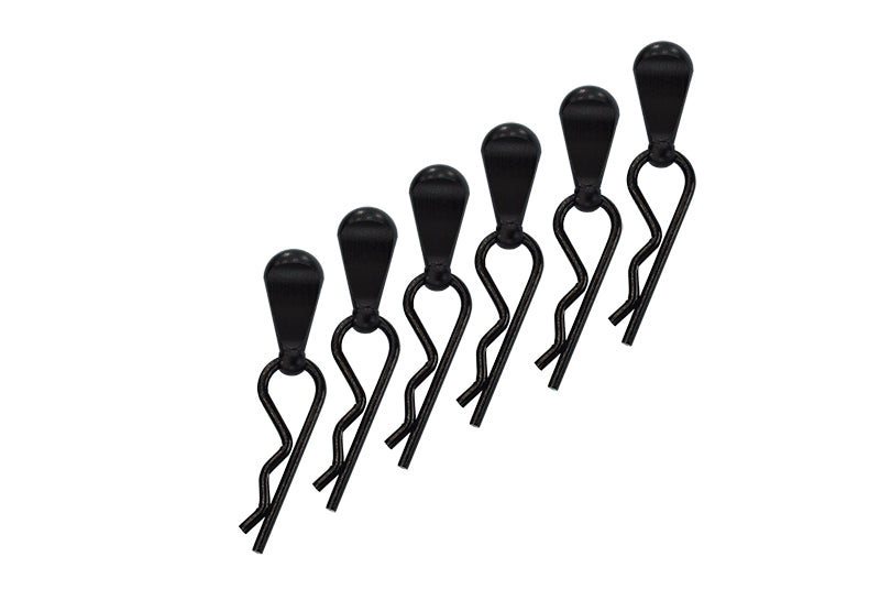 Body Clips + Aluminum Mount For 1/5 To 1/8 Models - 6Pcs Set Black