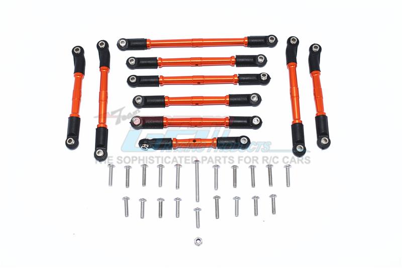 Tamiya Mercedes-Benz G500 CC-02 (#58675) Aluminum Adjustable Suspension Links & Steering Tie Rods - 10Pc Set Orange