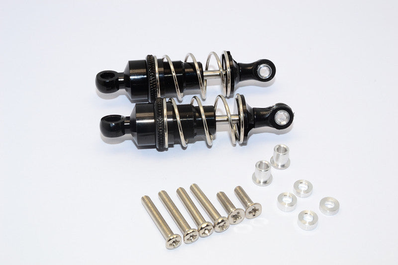 1/10 Touring - Aluminum Ball Top Damper (55mm) With Aluminum Collars & Washers & Screws - 1Pr Set Black - JTeamhobbies