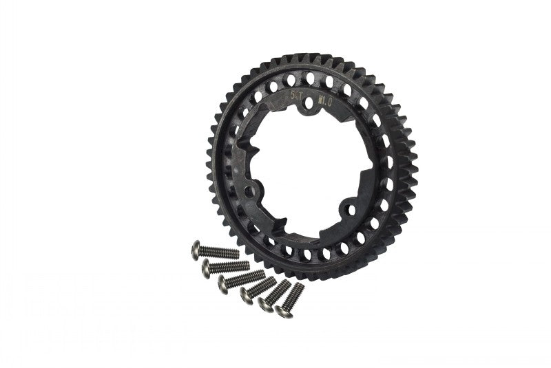 Harden Steel #45 Spur Gear 54T (1.0 Metric Pitch) For Traxxas 1:10 E-Revo VXL 2.0 / 1:5 X Maxx 6S / X Maxx 8S / XRT 8S - 1Pc Black