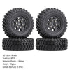 49*18mm Beadlock Micro Crawler Wheel Rims Tires Set for 1/24 RC Crawler Car Axial SCX24 90081 - 4Pc Black