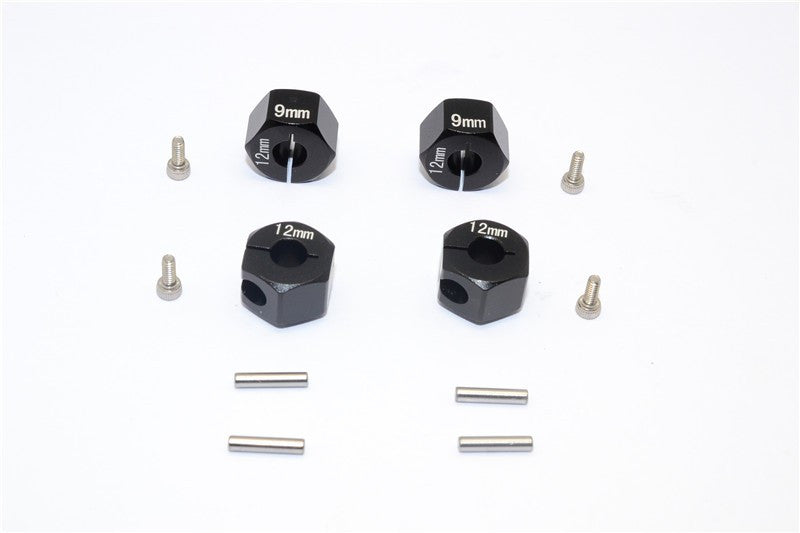 Thunder Tiger Kaiser XS Aluminum Wheel Hex (12mm X 9mm) - 4Pcs Set Black