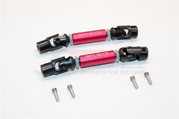 Thunder Tiger Kaiser XS Steel+Aluminum Front & Rear Main Drive Shaft (68mm-78mm) - 2Pcs Set Red