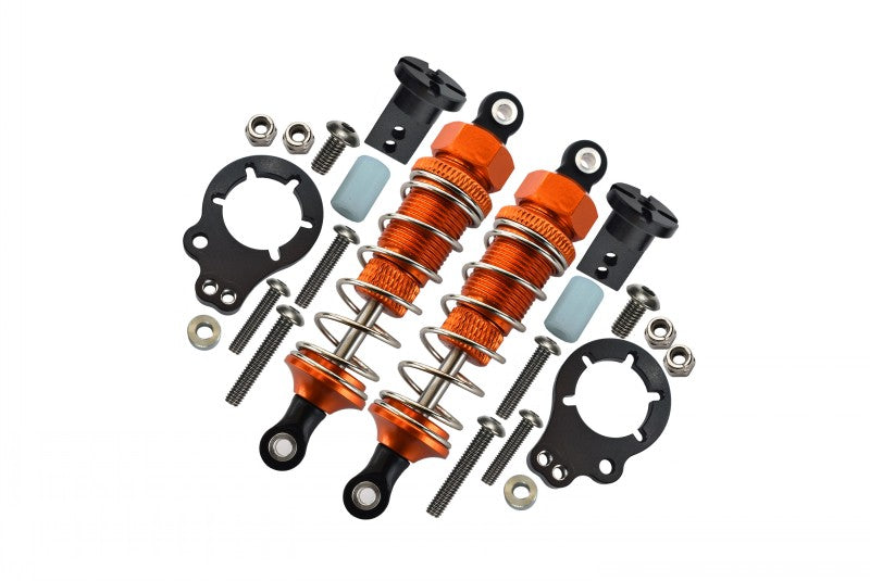 Tamiya Lunch Box Aluminum Rear Adjustable Spring Damper (75mm) & Protector Mount - 1Pr Set Orange