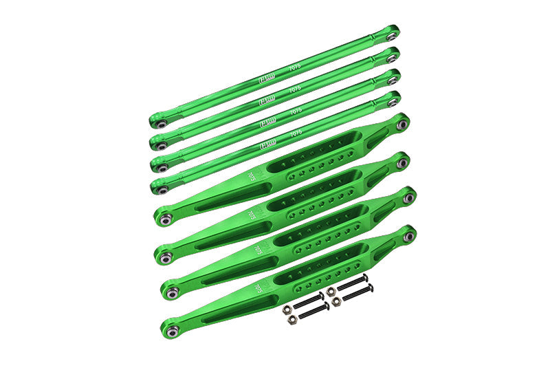 Aluminum 7075-T6 Upper & Lower Link Bar Set For Losi 1:8 LMT 4WD Solid Axle Monster Truck LOS04022 / Son-uva Digger LOS04021 Upgrades - Green