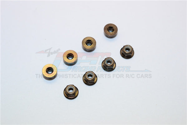 Aluminum 3mm Flanged Lock Nuts - 8Pcs Brown