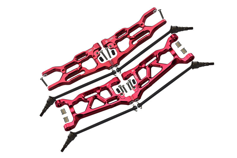 Losi 1/10 Lasernut U4 Tenacity LOS03028 Aluminum Upgrade Combo Set B (Front  & Rear Lower Arms + Front & Rear CVD Drive Shafts) - Red