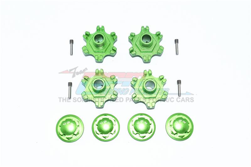 Arrma LIMITLESS All-Road Speed Bash Aluminum Wheel Hex (+6mm) + Wheel Lock - 8Pc Set Green