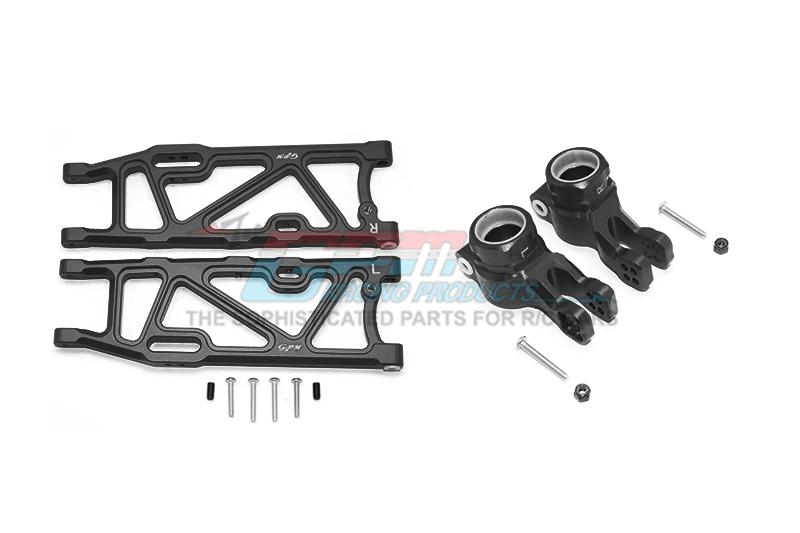 Arrma KRATON 6S BLX / OUTCAST 6S BLX Aluminum Rear Lower Arms + Rear Knuckle Arms - 14Pc Set Black