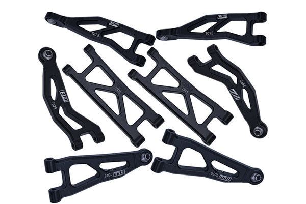 Aluminum 7075 Front And Rear Suspension Arms Set For Arrma 1/18 GRANITE GROM MEGA 380 Brushed 4X4 Monster Truck ARA2102 Upgrade Parts - Black