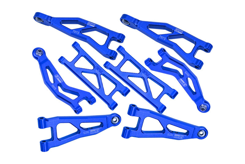 Aluminum 7075 Front And Rear Suspension Arms Set For Arrma 1/18 GRANITE GROM MEGA 380 Brushed 4X4 Monster Truck ARA2102 Upgrade Parts - Blue