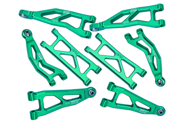 Aluminum 7075 Front And Rear Suspension Arms Set For Arrma 1/18 GRANITE GROM MEGA 380 Brushed 4X4 Monster Truck ARA2102 Upgrade Parts - Green