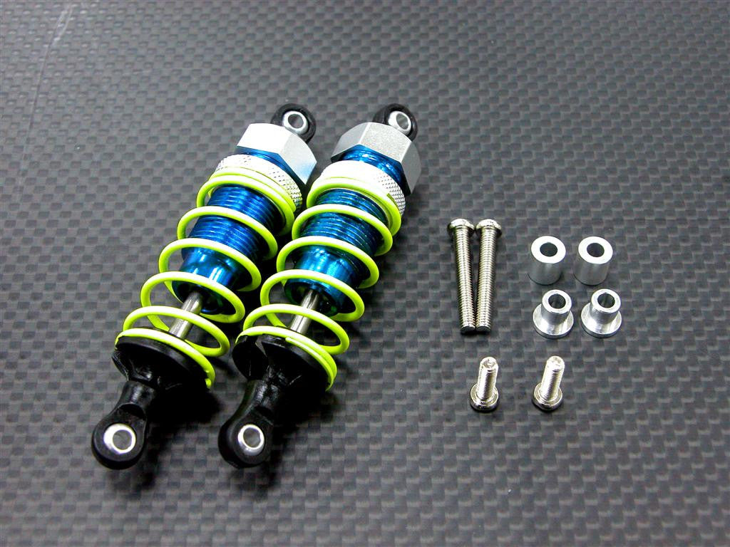 Kyosho Mini Inferno Aluminum Rear Adjustable Spring Damper With Plastic Ball Top (73mm) Including Screws & Aluminum Collars - 1Pr Set Blue