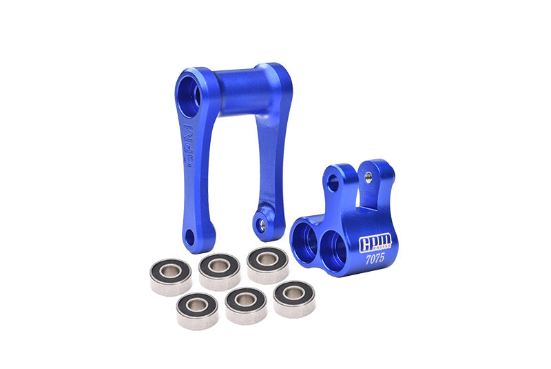 Aluminum 7075-T6 Knuckle & Pull Rod (Enlarged Inner Bearing) For LOSI 1:4 Promoto-MX Motorcycle Motorbike RTR LOS06000 LOS06002 Upgrades - Blue