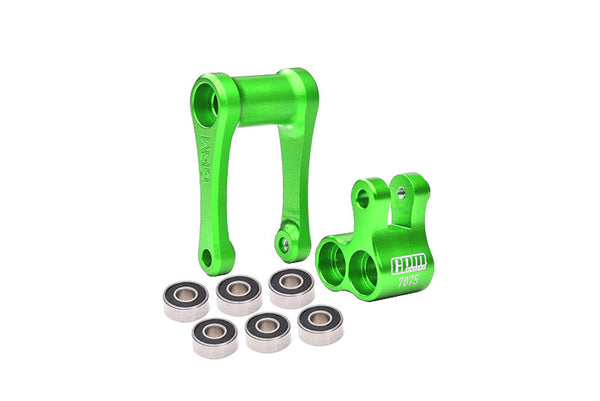 Aluminum 7075-T6 Knuckle & Pull Rod (Enlarged Inner Bearing) For LOSI 1:4 Promoto-MX Motorcycle Motorbike RTR LOS06000 LOS06002 Upgrades - Green