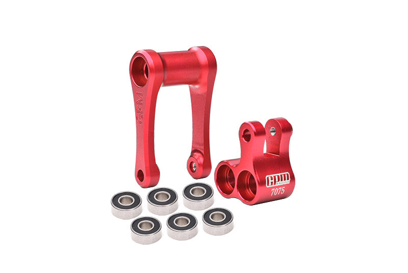 Aluminum 7075-T6 Knuckle & Pull Rod (Enlarged Inner Bearing) For LOSI 1:4 Promoto-MX Motorcycle Motorbike RTR LOS06000 LOS06002 Upgrades - Red