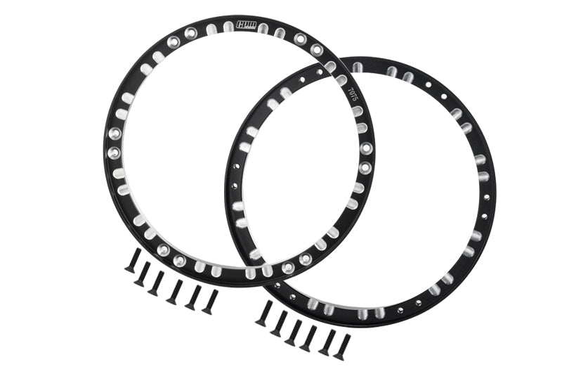 Aluminum 7075 Front Wheel Reinforcement Rings Set For LOSI 1:4 Promoto-MX Motorcycle Dirt Bike RTR FXR LOS06000 LOS06002 Upgrades - Black