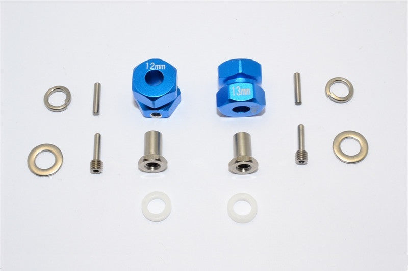 Axial RR10 Bomber Aluminum Wheel Hex Adapter (Inner 5mm, Outer 12mm, Thickness 13mm) - 2Pcs Set Blue