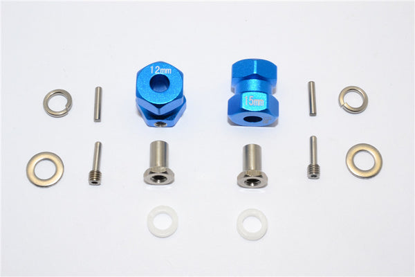 Axial RR10 Bomber Aluminum Wheel Hex Adapter (Inner 5mm, Outer 12mm, Thickness 15mm) - 2Pcs Set Blue