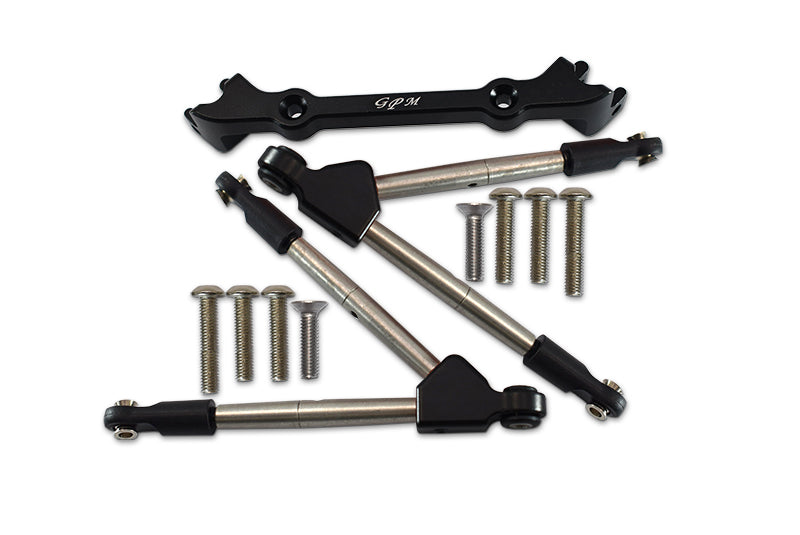 Traxxas Rustler 4X4 VXL (67076-4) Aluminum Front Tie Rods With Stabilizer For C Hub - 11Pc Set Black