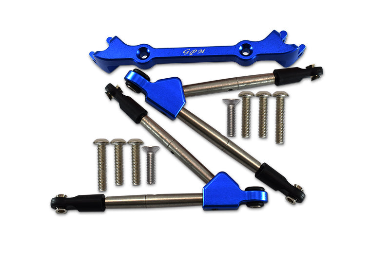 Traxxas Rustler 4X4 VXL (67076-4) Aluminum Front Tie Rods With Stabilizer For C Hub - 11Pc Set Blue