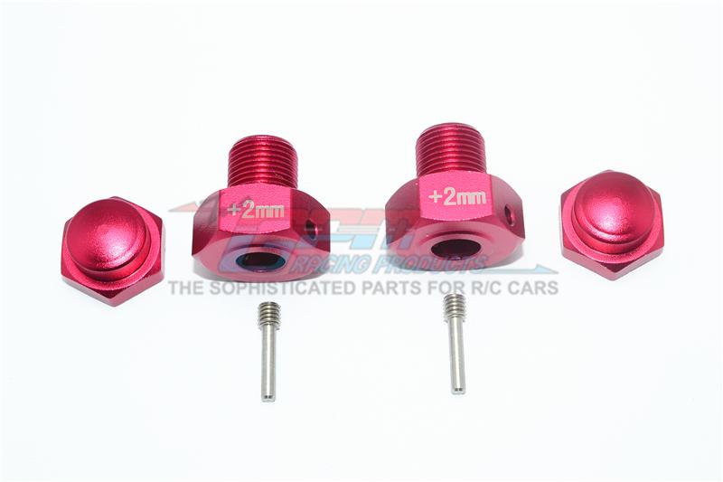 Losi 1/6 Super Baja Rey 4X4 Desert Truck Aluminum Wheel Hex Adapter (+2mm) - 6Pc Set Red