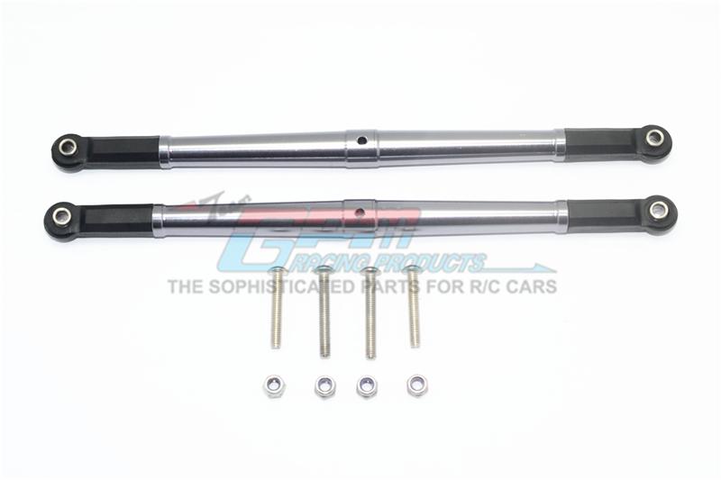 Losi 1/6 Super Baja Rey 4X4 Desert Truck Aluminum Adjustable Rear Upper Chassis Link Tie Rods - 1Pr Set Gray Silver