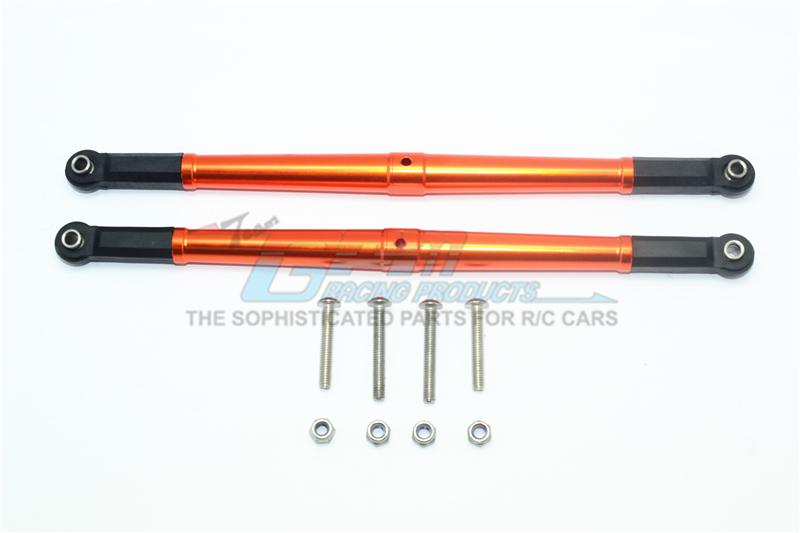 Losi 1/6 Super Baja Rey 4X4 Desert Truck Aluminum Adjustable Rear Upper Chassis Link Tie Rods - 1Pr Set Orange