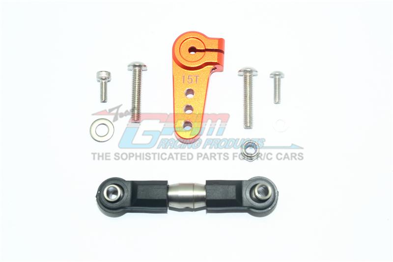 Losi 1/6 Super Baja Rey 4X4 Desert Truck Aluminum Servo Horn With Stainless Steel Adjustable Tie Rod - 1 Set Orange