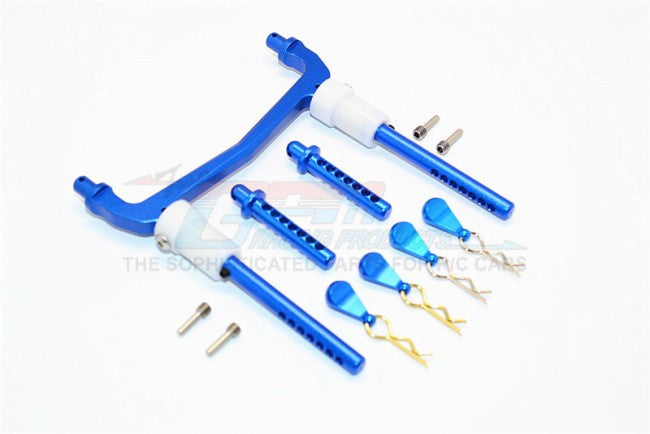 Axial SCX10 II (AX90046) Aluminum Front/Rear Body Post Mount With Clips - 1 Set Blue