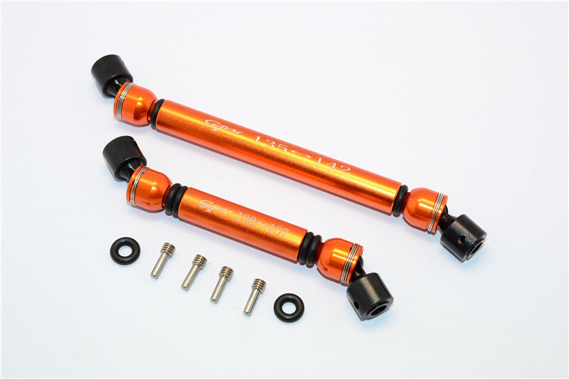 Axial SCX10 II AX90047 Aluminum Front+Rear Center Shaft With Steel Joint (S:100mm-107mm, L:135mm-142mm) - 1 Set Orange
