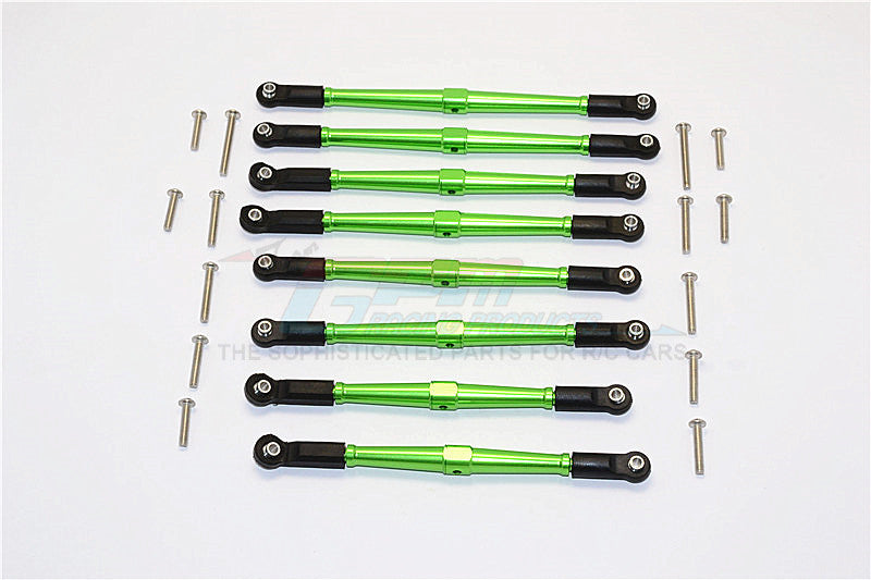 Axial SCX10 II (AX90046, AX90047) Aluminum Front+Rear Rod Link With Plastic Ends (For 330mm Wheelbase) - 8Pcs Set Green