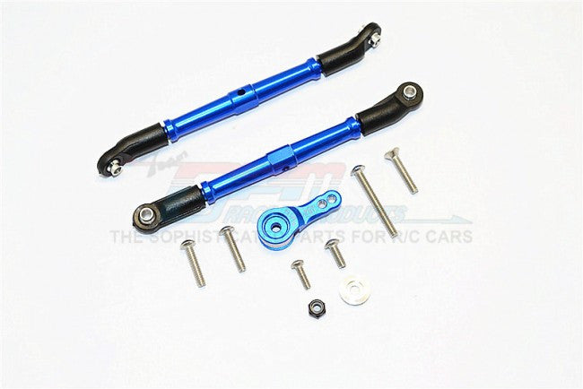 Axial SCX10 II (AX90046, AX90047) Aluminum Adjustable Steering Links & Servo Rod With 25T Servo Horn - 3Pcs Set Blue