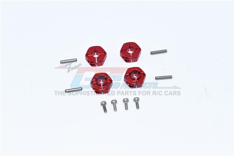 Axial SCX10 II UMG10 (AXI90075) Aluminum Front + Rear Hex Adapters - 4Pc Set Red