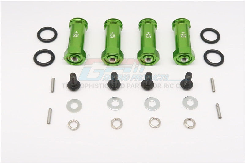 Traxxas Slash 4X4 Aluminum Hex Adaptor (+25mm) - 4 Pcs Set Green