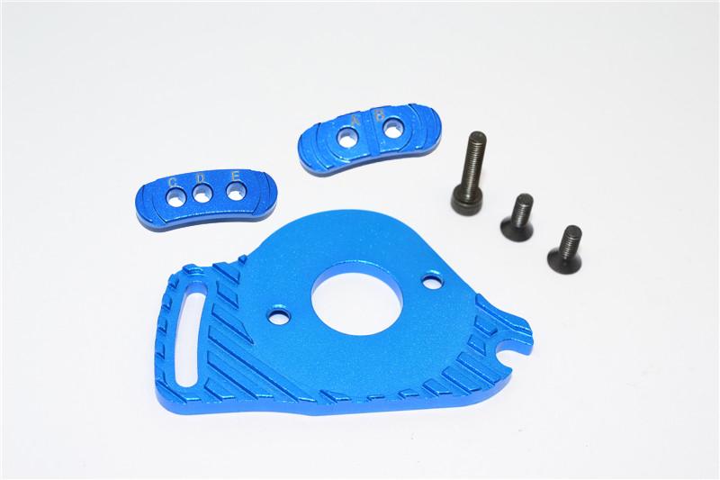 Traxxas Slash 4x4 Low-CG Version Aluminum Fixed Gear Adapter + Motor Heatsink Mount - 6Pc Set Blue