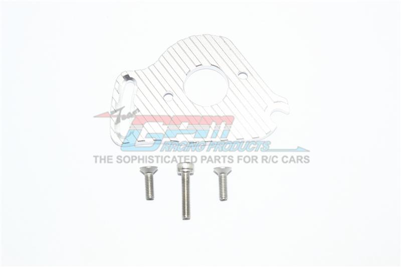 Traxxas Slash 4x4 LCG Aluminum Motor Plate With Heat Sink Fins - 1Pc Set Silver