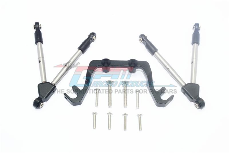 Traxxas Slash 4x4 Low-CG Version Aluminum Front Tie Rods With Stabilizer For C Hub - 11Pc Set Black