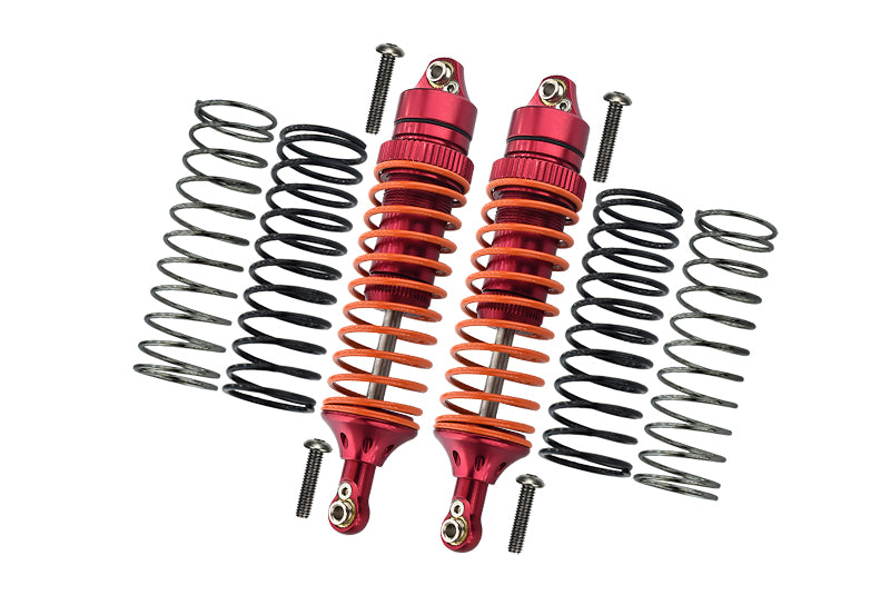 Traxxas Slash 4X4 / Stampede 4X4 / Rustler VXL / Craniac / Deegan 38 Fiesta Aluminum Rear Adjustable Spring Damper With Aluminum Ball Top & Ball Ends - 1Pr Set Red (1.3mm, 1.5mm, 1.7mm Coil Spring & 4mm Thick Shaft)