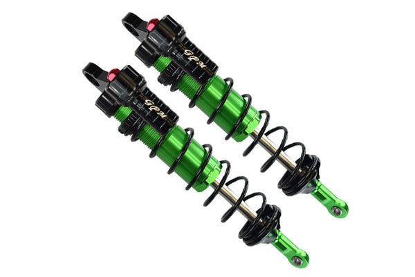 Aluminum Rear L-Shape Piggy Back Adjustable Spring Dampers 143mm For Traxxas 1/8 4WD Sledge Monster Truck 95076-4 - 2Pc Set Green