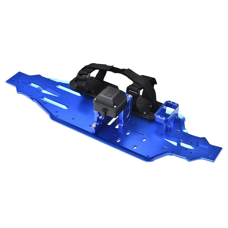 Aluminum 7075-T6 Chassis Plate With Servo Mount + Battery Compartment + Motor Base For Traxxas 1/8 4WD Sledge Monster Truck 95076-4 Upgrades - Blue