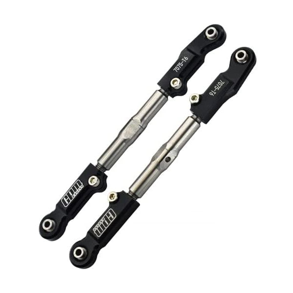 Aluminum 7075-T6+Stainless Steel Adjustable Front Steering Tie Rod For Traxxas 1/8 4WD Sledge Monster Truck 95076-4 - 6Pc Set Black