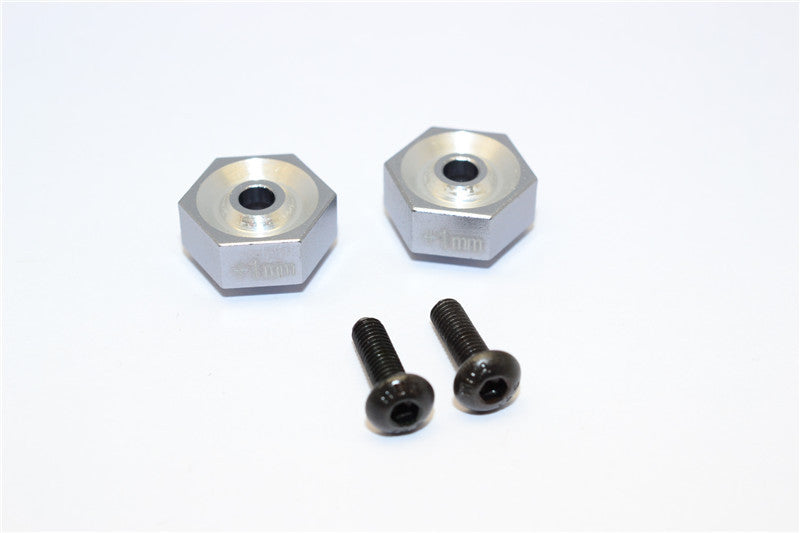 Traxxas LaTrax SST Aluminum Hex Adapter (+1mm) - 2Pcs Set Gray Silver