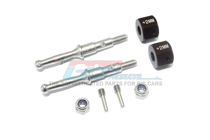 Tamiya T3-01 Dancing Rider Trike Stainless Steel Rear Wheel Shaft With Aluminum Hex Adapter (+2mm) - 4Pc Set Brown